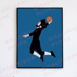 Basketball Player Poster | Hasidic Jew Art | Minimalist Vector Decor | KoolKippah Prints