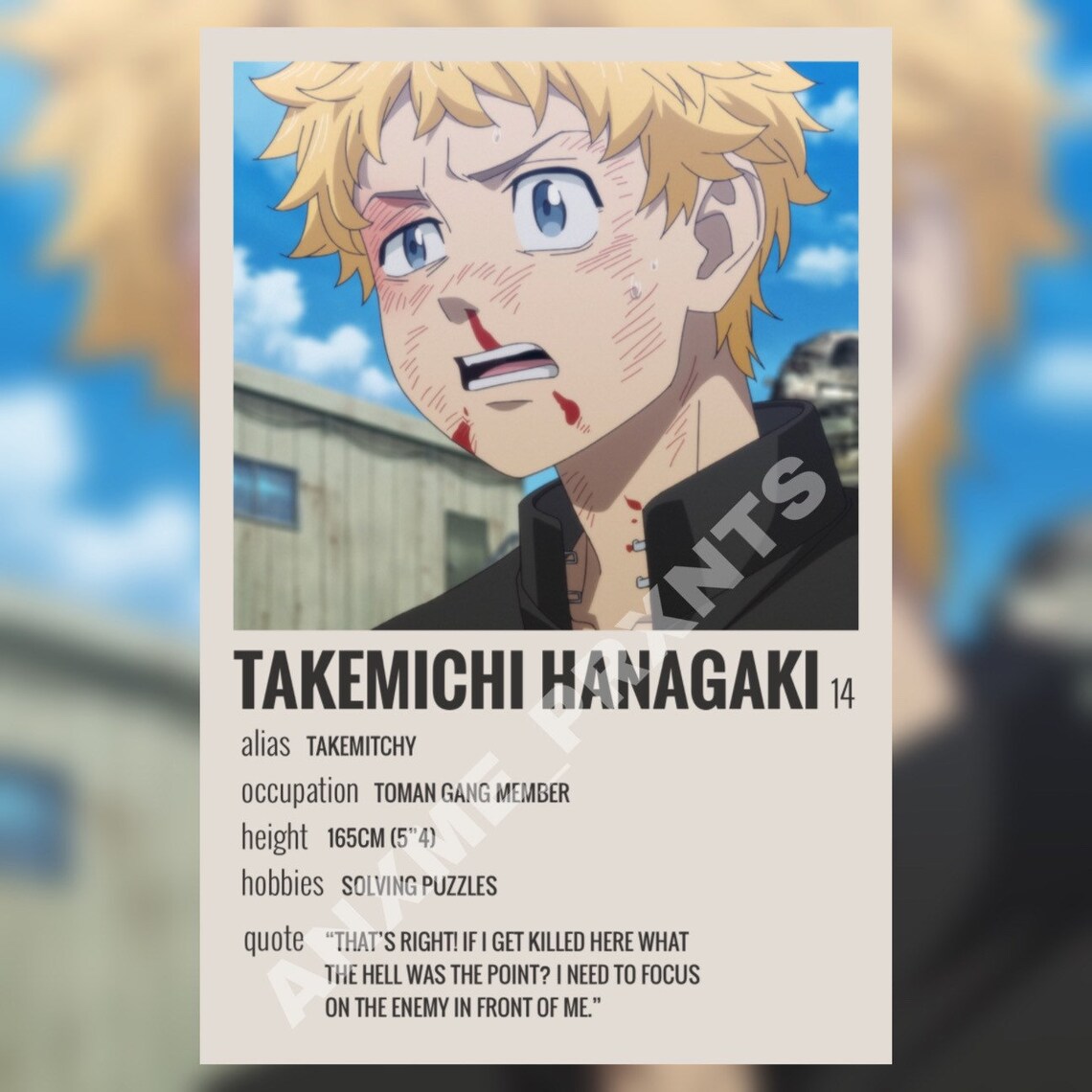 Tokyo Revengers: Takemichi Anime Character Profile Minimalist | Etsy