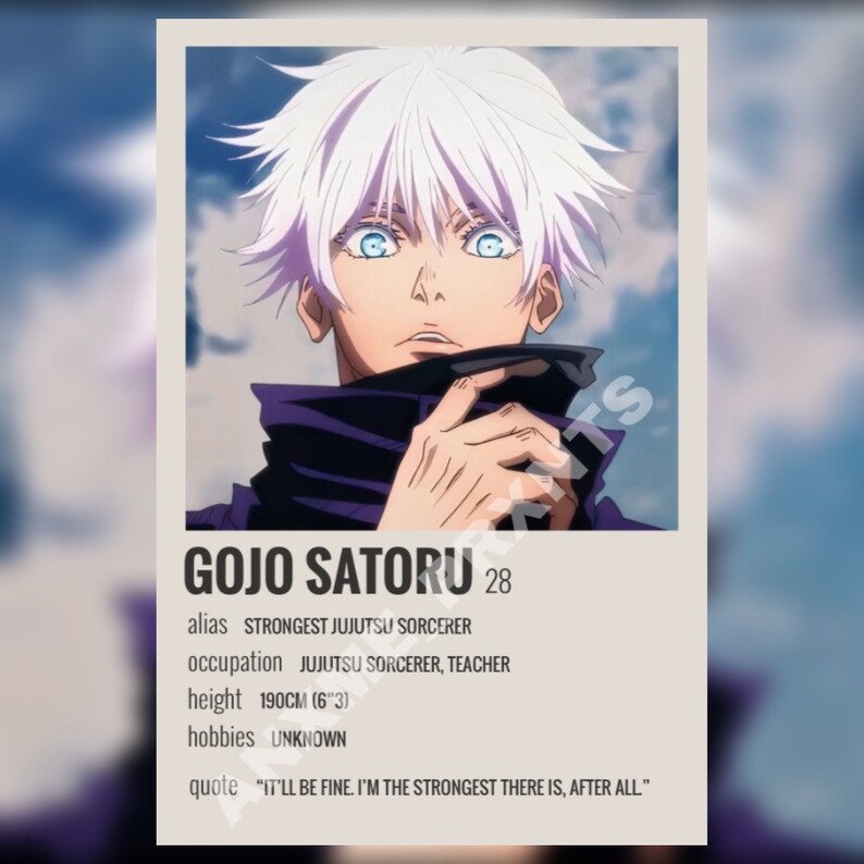 Jujutsu Kaisen: Gojo Satoru anime character profile minimalist p Jujutsu Kaisen: Gojo Satoru anime character profile minimalist p