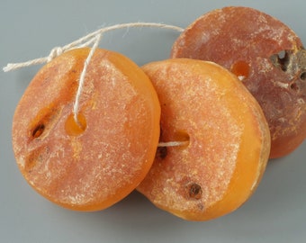 Cuentas antiguas de ámbar color caramelo, siglo XX, juego de 3