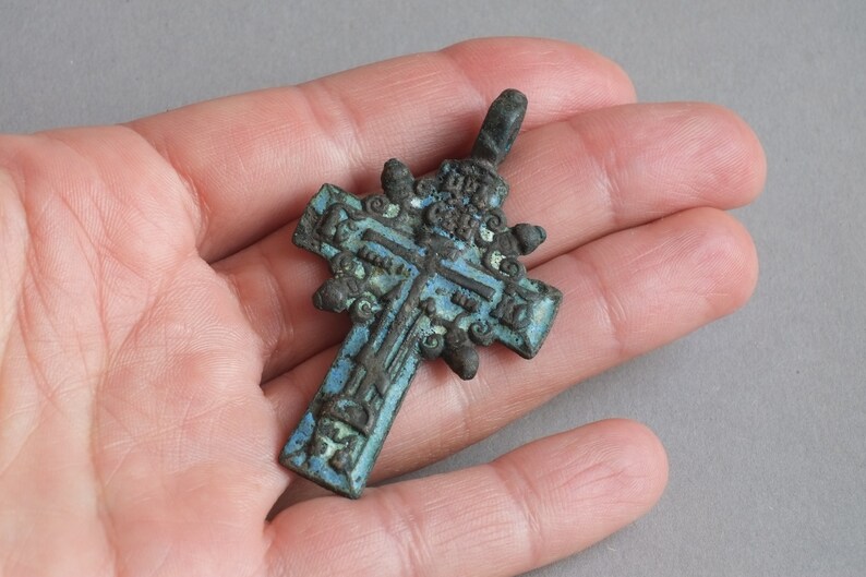 Ancient Bronze Cross With Enamel XVII Century Rare Bronze Etsy
