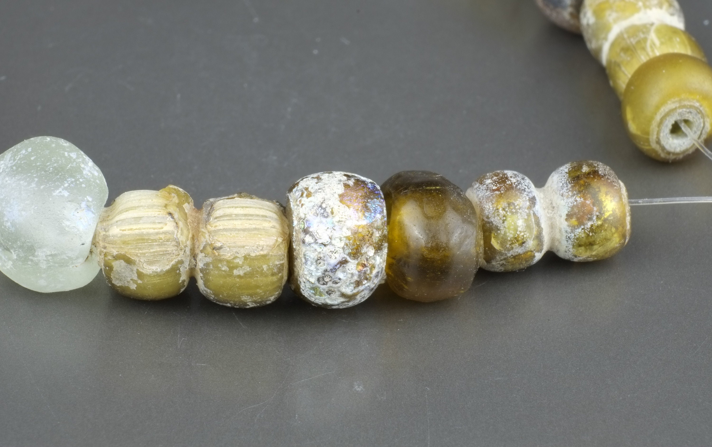 Strand Old Glass Beads Antique Mosaic Beads Eye Beads Gold Etsy
