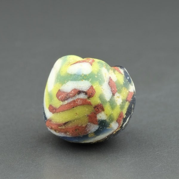 Ancient mosaic glass bead, Medieval checkerboard glass bead, Byzantine/Islamic period