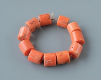 Vintage Salmon Coral Beads, Mediterranean Natural Antique Beads