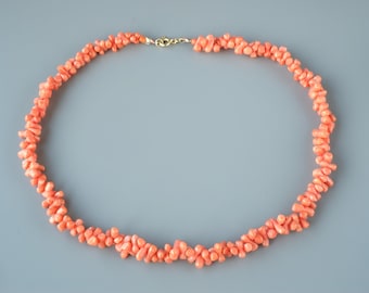 Vintage branch coral necklace, Natural salmon coral