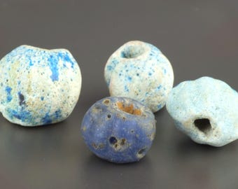 Ancient blue glass beads, Antique Roman beads