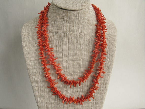 Vintage double strand coral necklace,Vintage coral