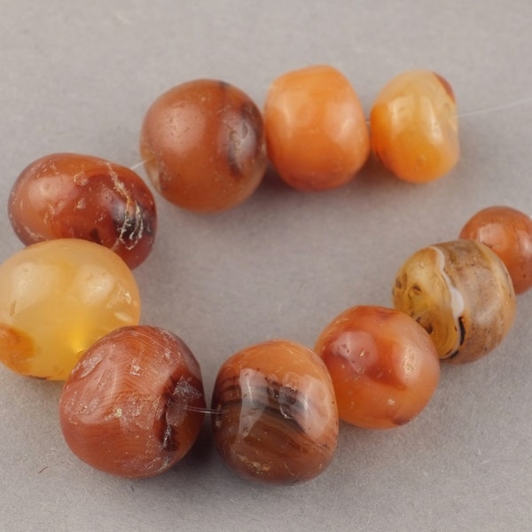 Ancient Roman agate beads, Carnelian beads, Old Natural agate carnelian beads, II - lll century A.D., Genuine carnelian, Natural gems