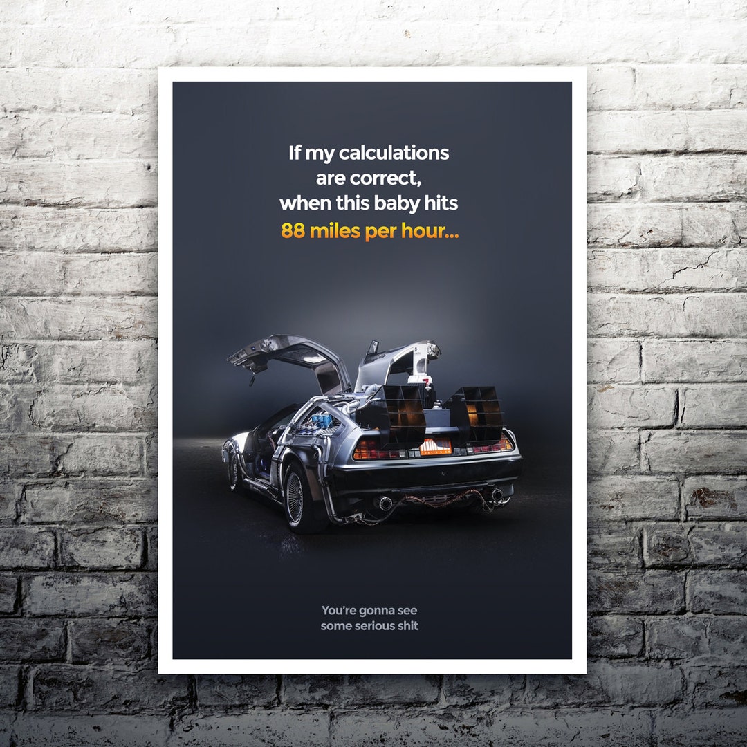 Back to the Future Delorean 88 Miles per Hour Movie Poster Print Etsy