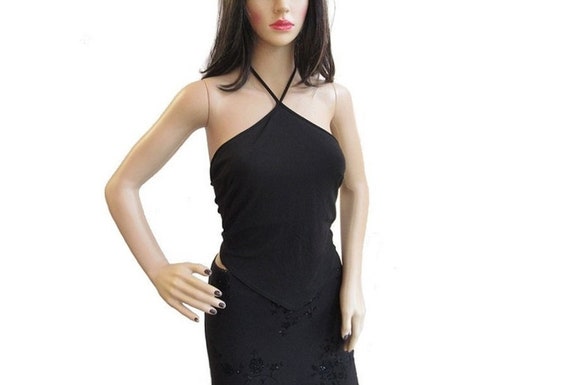 Vintage 90's Y2K Black Pixie Hem Festival Boho Got