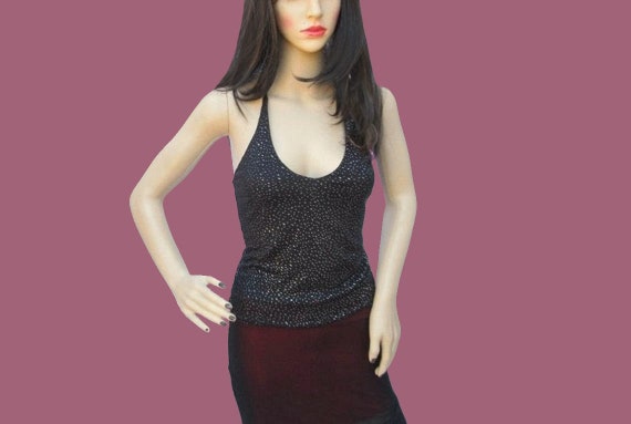 Vintage 90's Y2K Black Silver Metallic Goth Grunge