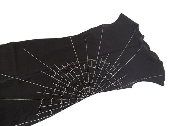 Vintage 90's Y2K Spiderweb Cobweb Sheer Mesh Blac… - image 3