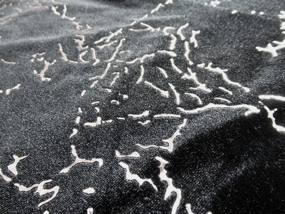 Vintage 90's Soft Black Crushed Velvet Metallic G… - image 3