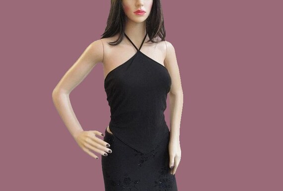 Vintage 90's Y2K Black Pixie Hem Festival Boho Got