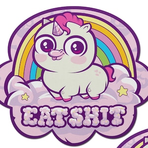 Nipple Cover Pasties - Eat sh*t Unicorn: Scummy Bear® Rainbow Cloud - Peel & Stick, One Size - Sweat/Waterproof, Latex Free, Gluten Free
