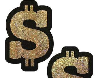 Pasties - Money: Gold Glitter Dollar Sign Nipple Pasties by Pastease® o/s