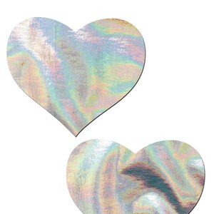 Pasties - Silver Holographic Heart Nipple Pasties by Pastease® o/s