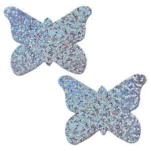 Pasties - Silver Glitter Butterfly Nipple Pasties by Pastease® o/s