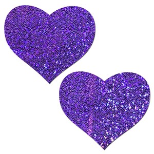 Pasties - Purple Glitter Heart Nipple Pasties by Pastease® o/s