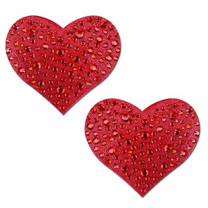 Pasties Love: Crystal Red Sparkling Heart Nipple Pasties by Pastease® o/s