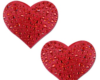 Pasties Love: Crystal Red Sparkling Heart Nipple Pasties by Pastease® o/s