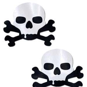 Pasties Skull: Sullen Skull Black & White Nipple Pasties by Pastease® o/s