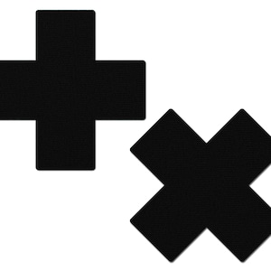 Pasties Plus X: Matte Black Cross Nipple Pasties by Pastease® o/s