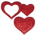 Pasties - Peek-a-Boob Red Glitter Heart Frame & Center Nipple Pasties by Pastease® o/s