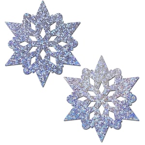 Pasties - Snowflakes: Silver Glitter Snowflake Nipple Pasties by Pastease® o/s
