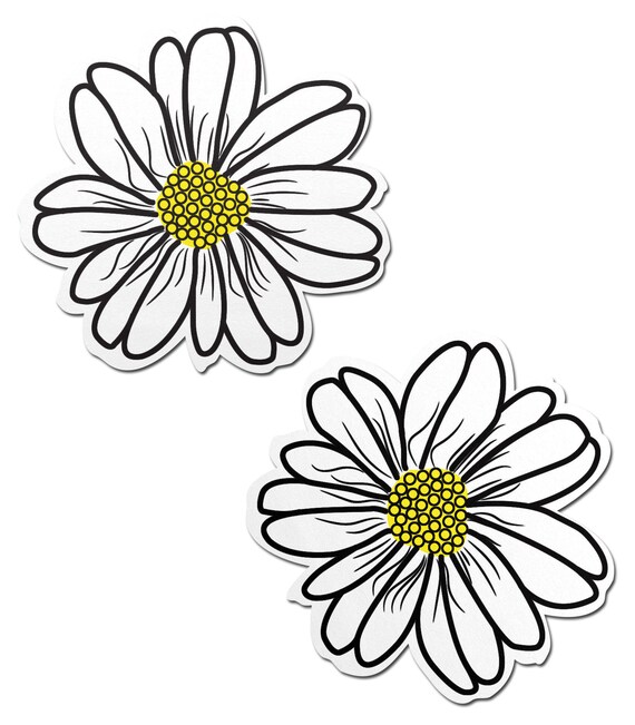 Wildflower White and Yellow with Black Flower Nipple Pasties by Pastease o//s