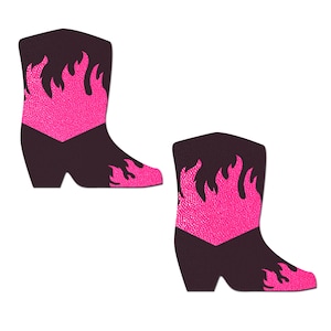 Neon Pink Flaming Cowboy Boot Nipple Pasties by Pastease - Perfect For Summer - All American Picnic BBQ Patriotic Parade Outfit Accessory