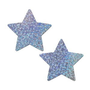 Reusable Pasties: Glittering Silver Star Reusable Nipple Covers by Pastease® Everyday o/s