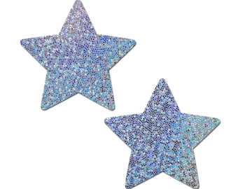 Reusable Pasties: Glittering Silver Star Reusable Nipple Covers by Pastease® Everyday o/s