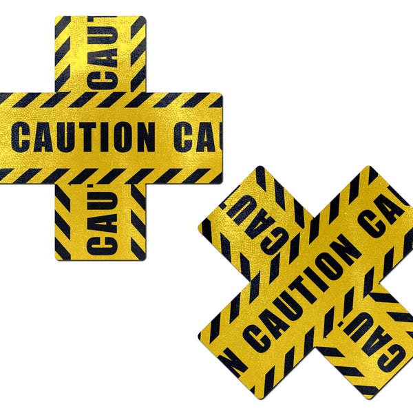 Pastiglie copricapezzoli - Nastro di avvertenza incrociato Plus X - Stacca e attacca, Taglia unica - Resistente al sudore/impermeabile, Senza lattice, Senza glutine, Ipoallergenico