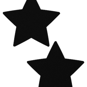 Nipple Cover Pasties -  Star Solid Black  - Peel & Stick, One Size - Sweat/Waterproof, Latex Free, Gluten Free - Hypoallergenic Seamless