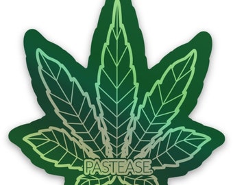 Indica Green Holographic Pot Leaf Pastease Sticker - Decal