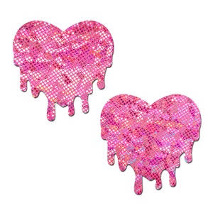 PASTEASE Pink Melty Heart Nipple Covers for Festivals, Raves, and Lingerie | Medical Grade, Waterproof, Latex Free & Made in USA