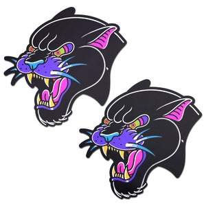 Pasties Black Panther Roaring Couger Tattoo Diamond Thom™ Nipple Covers by Pastease