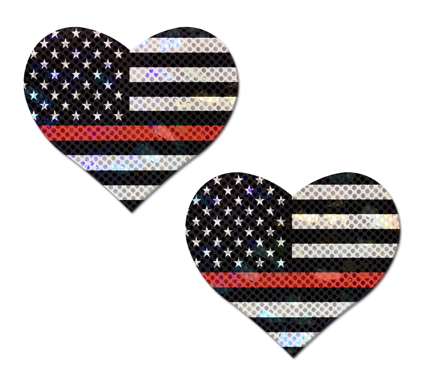 PASTEASE Nipple Pasties: Thin Red Line American Flag Heart Nipple Pasties - Festival Rave EDM or Club Aesthetic Outfit Accessory