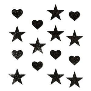 Pasties Confetti: Liquid Black Baby Heart & Star Body Pasties by Pastease®