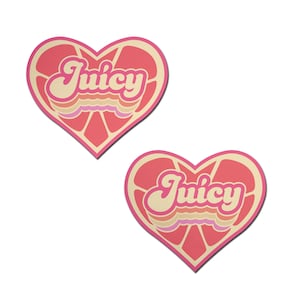 Pasties Love: &#39;Juicy&#39; Pink Grapefruit Retro Heart Pasties Affirmations by Pastease