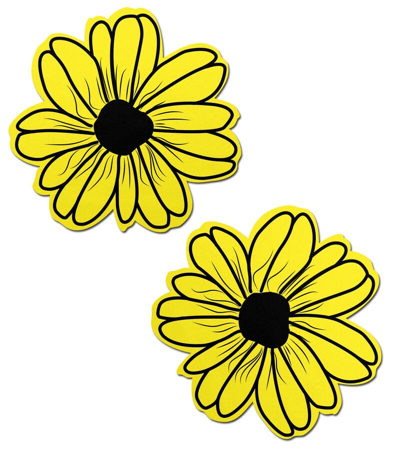 Pasties Wildflower Yellow and Black with Black Flower Nipple Pasties by Pastease\u00ae os