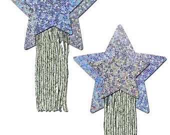 Pasties Star: Tassel Pasties Silver Glitter Star Pastease With Fringe Nipple  Pasties by Pastease® O/s -  Israel