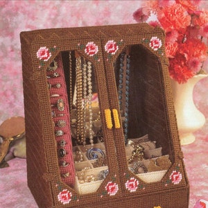 Vintage Kunststoff Leinwand Muster: Victorian Rose Schmuckschatulle / Schrank Organizer