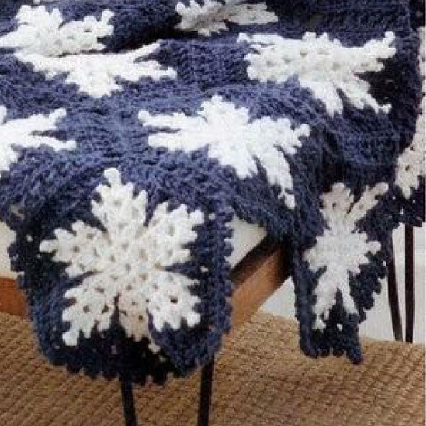 Vintage Crochet Pattern:  Snowflake Motif Afghan