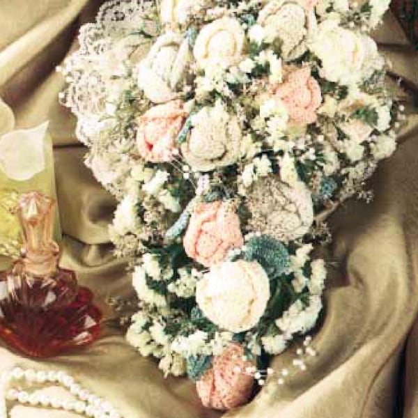 Vintage Crochet Pattern:  Bridal Bouquet of Roses