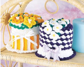 Vintage Crochet Pattern:  Floral Tissue Covers (Toilet Paper Covers)  1997