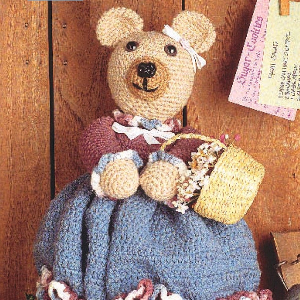 Vintage Crochet Pattern:  Country Bear Plastic Grocery Bag Keeper