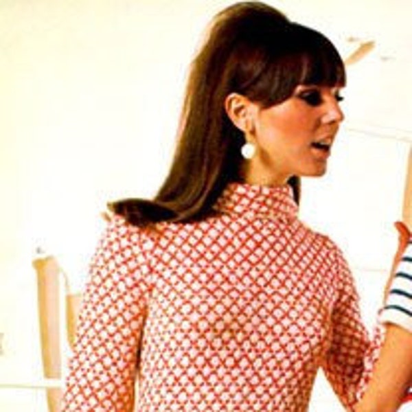 vintage Knitting Pattern:  60's Style Criss Cross Pattern Mini Dress (Size 8, 10, 12, 14, 16)