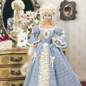Wzór szydełkowy vintage: Paryska suknia balowa dla Barbie